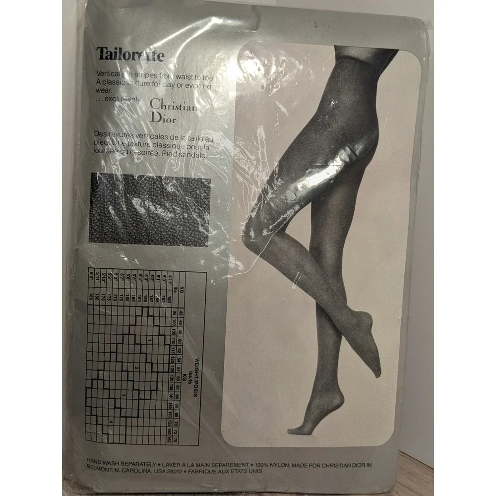 Christian Dior Tailorette 4369 Plum Violet‎ Pin Stripe Texture Tights Size 2 NEW
